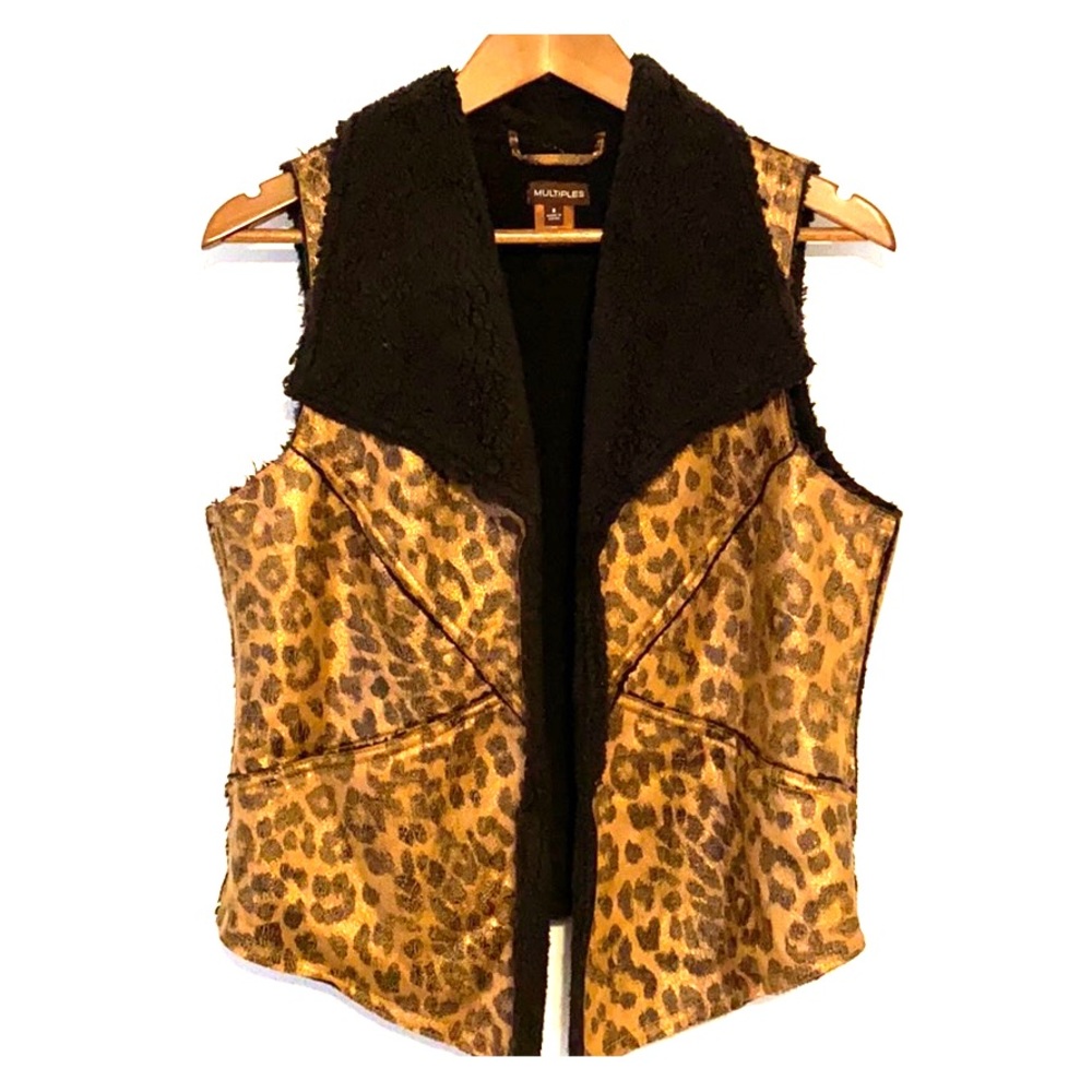 🦋Multiples Cheetah Print Sherpa Vest Sz S